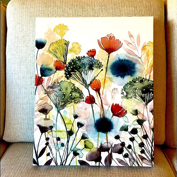 Court side Market Wall Decor Watercolor Blooms. NWT - Picture 2 of 5